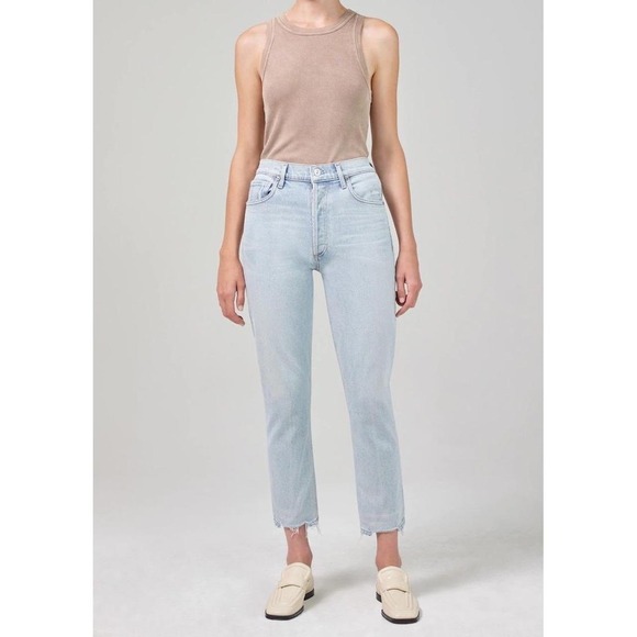Citizens of Humanity Charlotte High Rise Cropped Straight Leg Jeans in Sunbleach - Picture 1 of 12